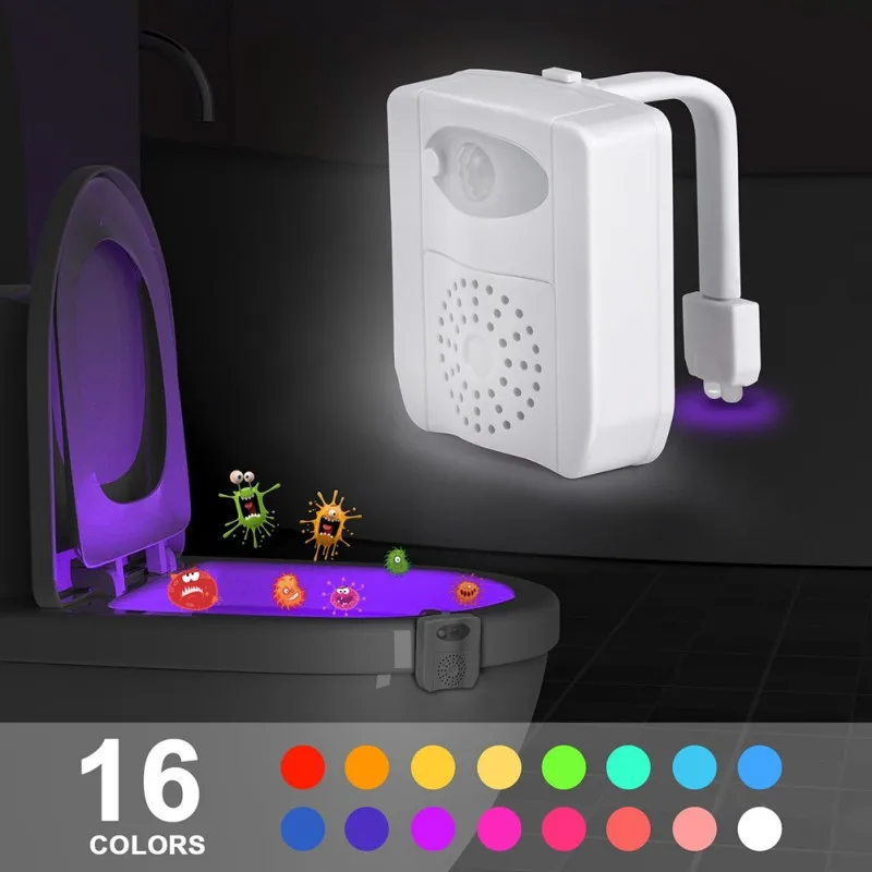 Автоматическое зондирование Туалет Свет светодио дный светодиодный ночник движения сенсор подсветка для унитаза ванная комната 16 цветов