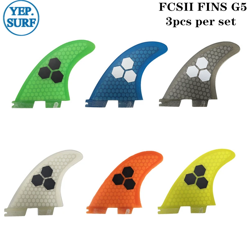 

Surfboard FCS2 G5 fins Yellow / Blue / Gray / White / Orange / Green 6 color Honeycomb Fibreglass fin Tri fin set