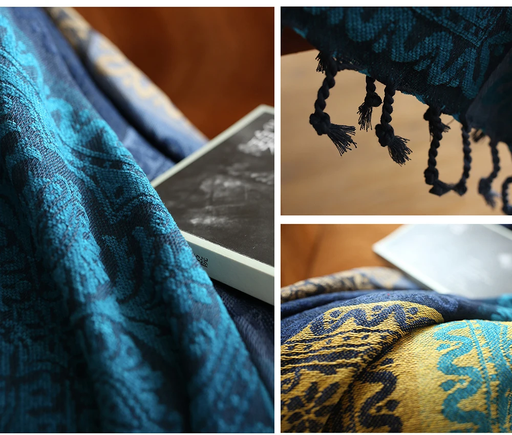 Весенне-летний ретро-диван, бохо одеяло из синели, декоративное покрытие, накладки на самолет, путешествия, Цветочные вязаные одеяла