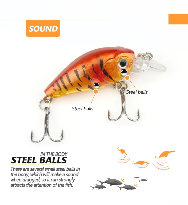 DONQL 5pcs 4g 4.5cm Minnow Fishing Lure Kit Wobbler Bait Set Crankbait Fishing Lures With Box Treble Hooks Fishing Tackle       (8)