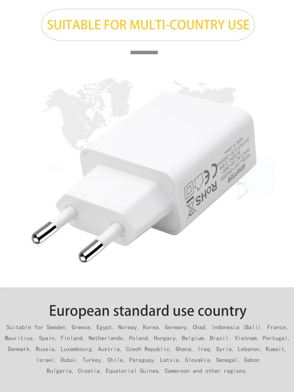 5V2A USB EU Mobile Phone Charger Travel In Europe Italy France Spain Wall Charger EU Adapter Plug For Electronic Device Charging (8)
