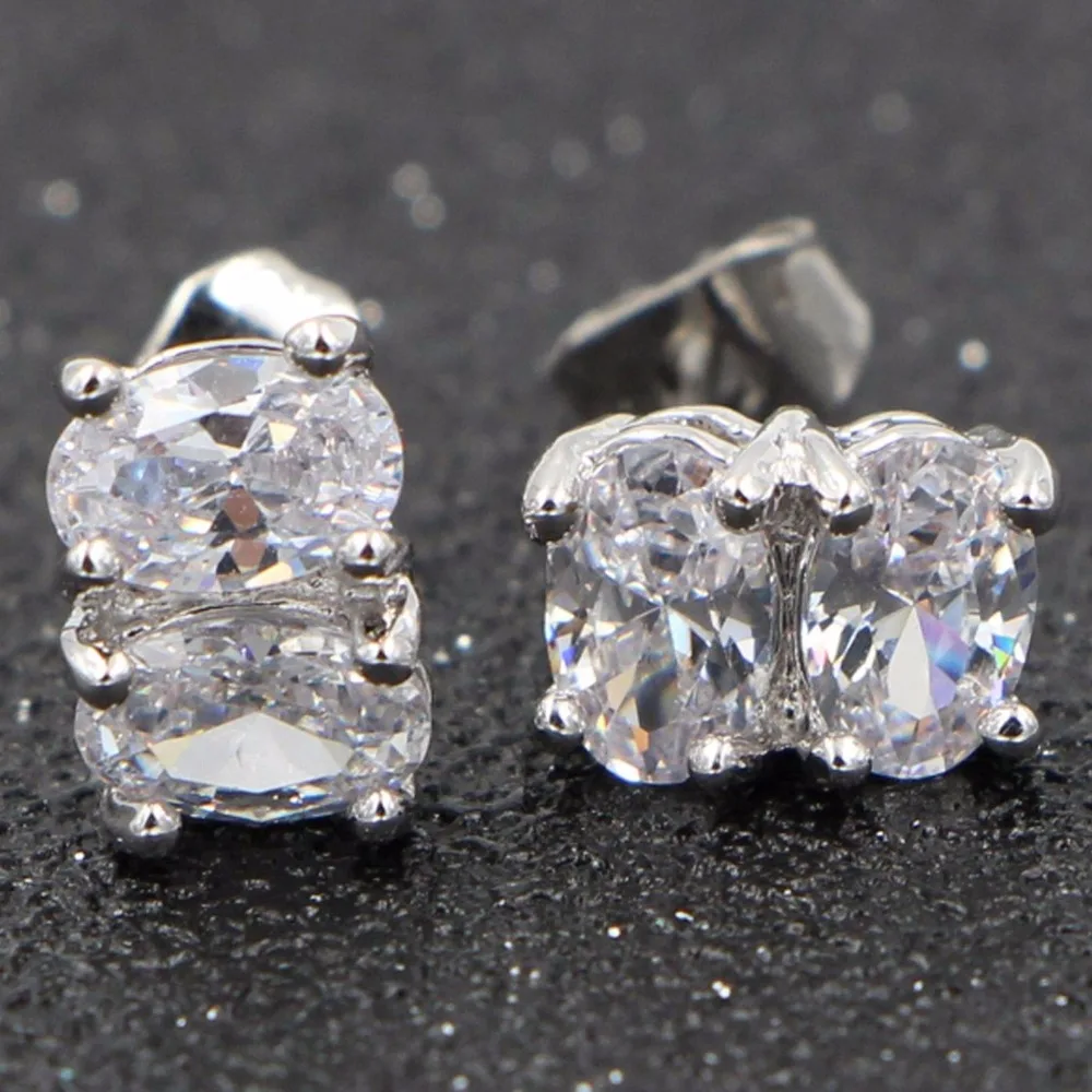 HeeZen Plated Silver Color Fashion Jewelry Women's Stud Earrings for