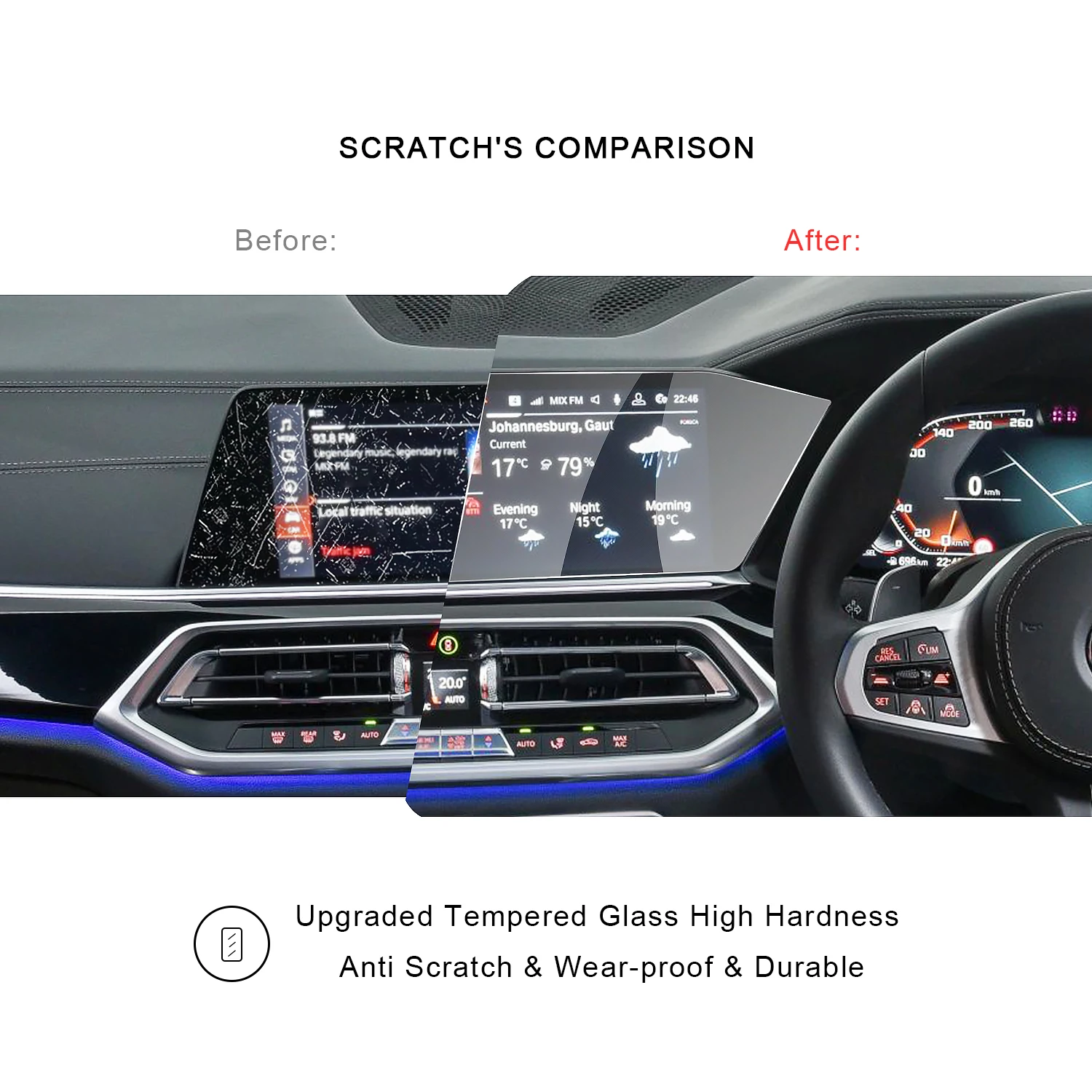 RUIYA Защита экрана для BMW X5 G05 12,3 дюймов правый руль автомобильный навигационный сенсорный дисплей, 9H защитная пленка из закаленного стекла