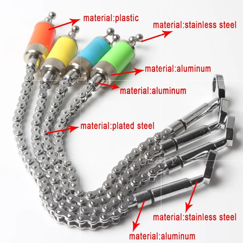 Рыболовная свингер стальная цепь нержавеющая сталь алюминиевый набор свингер Карп Рыболовный индикатор 4 цвета для укуса сигнализация