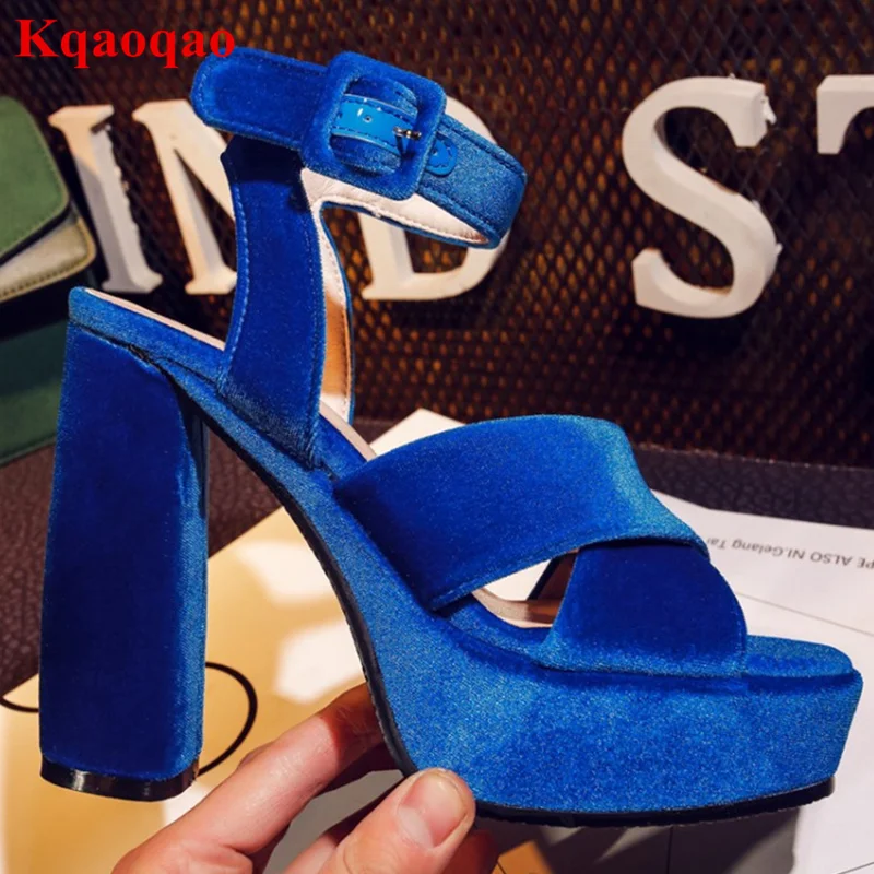 

Brand Designer Chaussure Wedges Gladiator Escarpins Zapatos Mujer Platform Shoes Women Sandals Flock Shoes Open Toe High Heel