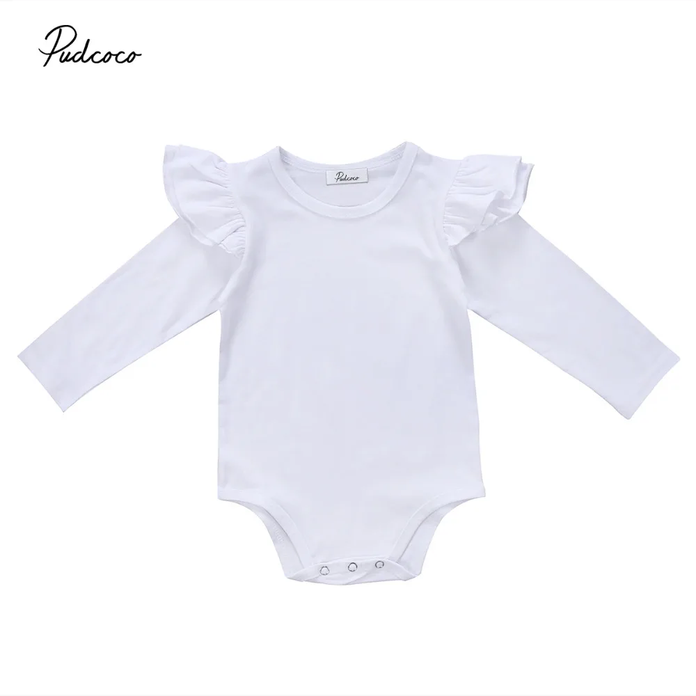 Pudcoco Newborn Infant Baby Ruffle Rompers Long Sleeve Jumpsuit