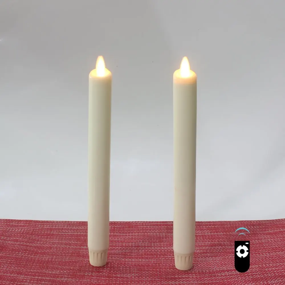 Ksperway LED Set of 2 Flameless Moving Wick LED Taper Candles Paraffin