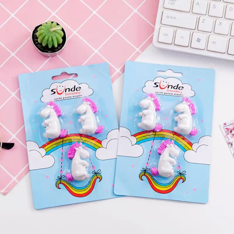 3 Buah Bungkus Kartun Mini Lemak Hewan Unicorn Pensil Penghapus 3 Buah Bungkus Kartun Mini Lemak Hewan Unicorn Pensil Penghapus