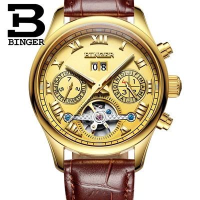 Switzerland BINGER мужские часы люксовый бренд Tourbillon сапфировый, светящийся несколько функций механические наручные часы B8602-3 - Цвет: Item 11