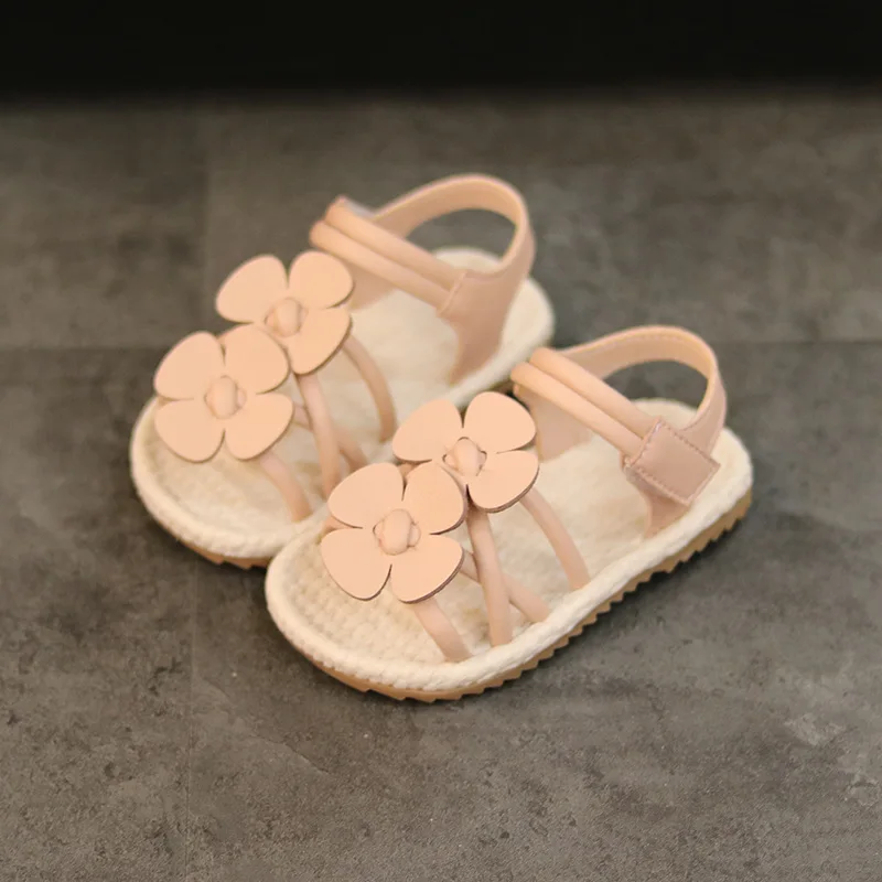 Weoneit/ г. летняя детская обувь для малышей Сандалии для младенцев и девочек нескользящая Мягкая розовая бежевая детская обувь для девочек с цветами