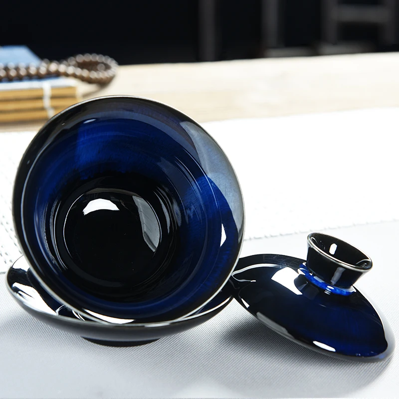 Фарфоровая тарелка для смены печи, креативная искусная чашка gaiwan, Набор чашек, блюдце с крышкой, чайная чаша, керамическая чашка, чаши, уникальные китайские чашки gaiwan