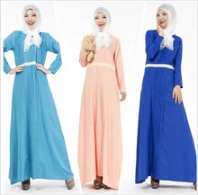 2016 Muslim Womens Abaya Dress O-Neck Long Sleeve Floor-Length Loose Islamic Fashion Elegant jilbab hijab Kaftan Women Dresses