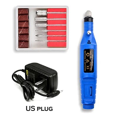 Высокое качество электрическая машинка для маникюра Полировочная пилка для нейл-арта красные, синие США ЕС Plug полировки ногтей машины аксессуар дизайн инструмент N20CL - Цвет: Blue US Plug