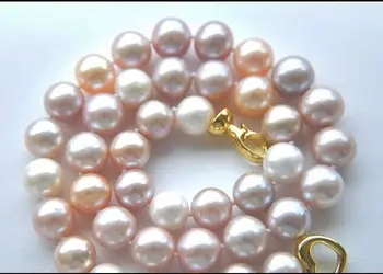 

elegant 11-12mm south sea white pink purple multicolor pealr necklace 18inch