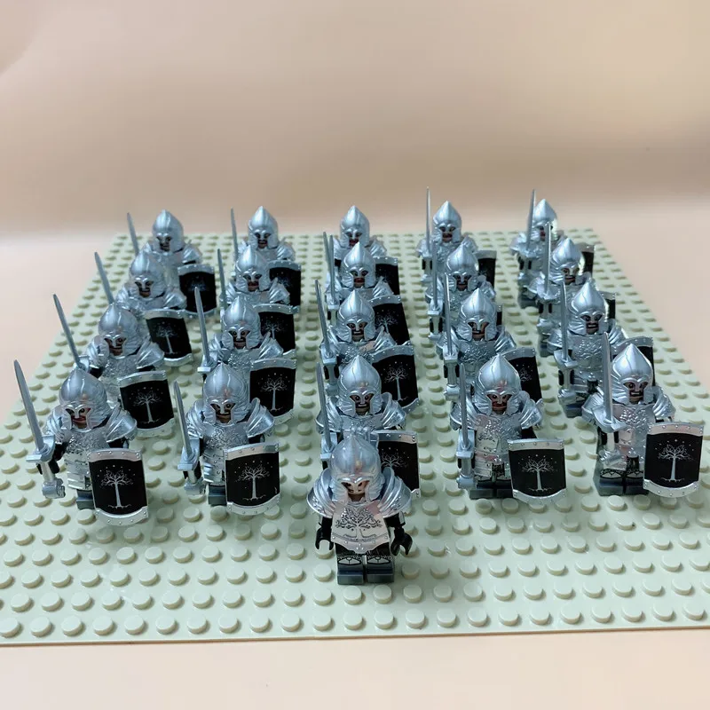 

21PCS Lord of the Rings Figure Knight Soldier of Gondor Heavy Spear Sword Building Blocks Xmas Toys For Children