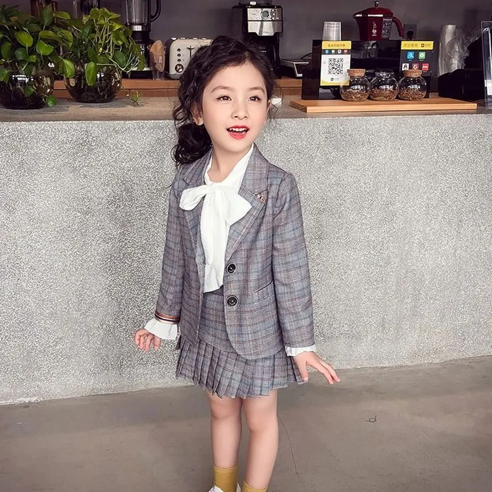 

Teenage Girls Clothing Set Kids Tracksuit for Girls Fashion Suit School Uniform Plaid Girls Clothes Spring 2pcs Children Clothes