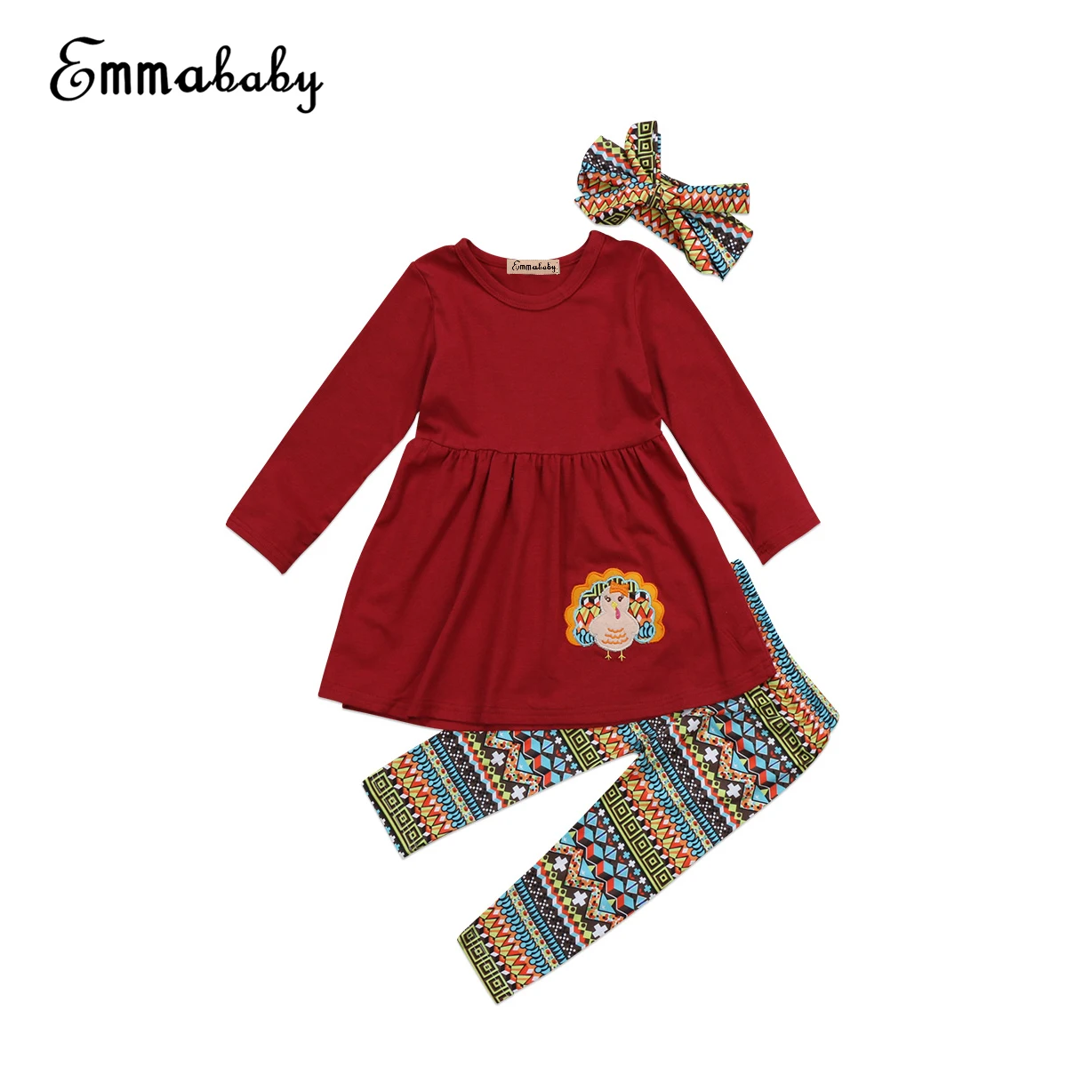 Thanksgiving Day Baby Girls Clothes Set Big Turkey Red ...