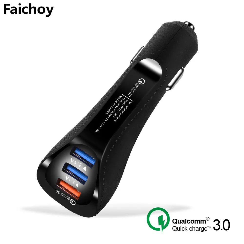

3.1A USB Car Charger Quick Charge 3.0 Mobile Phone Charger 3 Port Fast Charging Car Charger for iPhone Xiaomi Huawei Car-Charger
