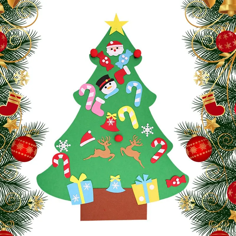 

DIY Felt Christmas Tree Kids Artificial Tree Ornaments Christmas Tree Stand Decorations Gifts New Year Xmas Decoration