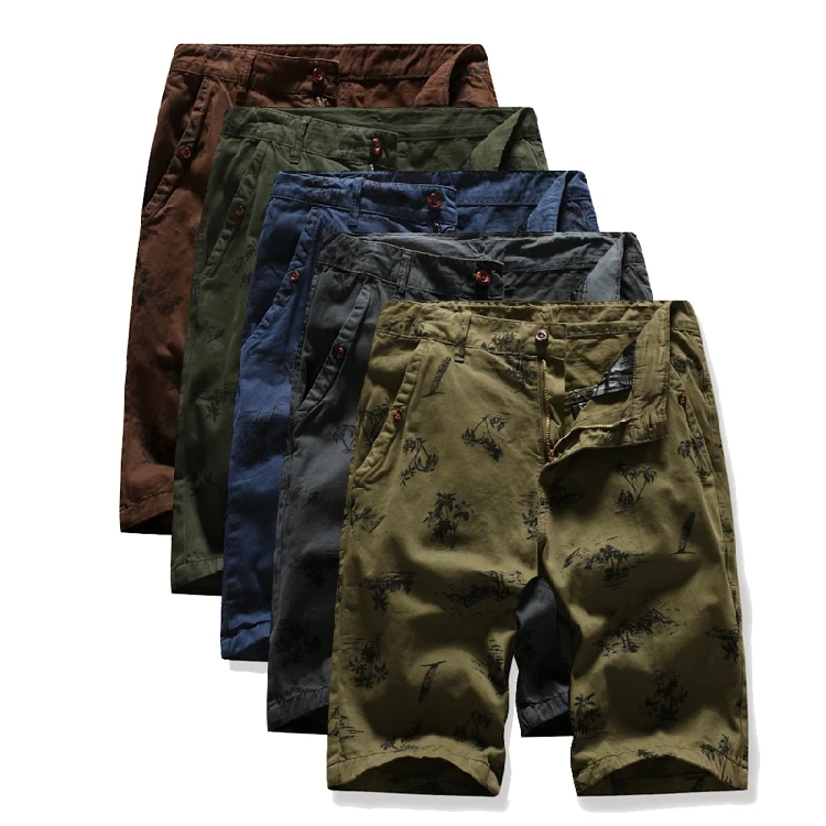 Новые мужские офисные шорты с несколькими карманами и принтом брюки из пяти предметов