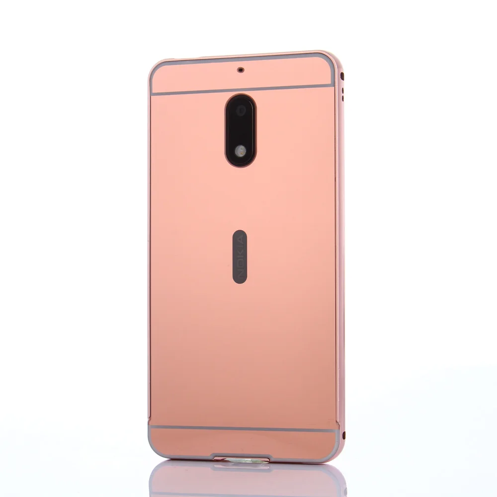 Модные Роскошные розово Золотые Зеркальные чехлы для телефонов Nokia 6 Алюминиевый