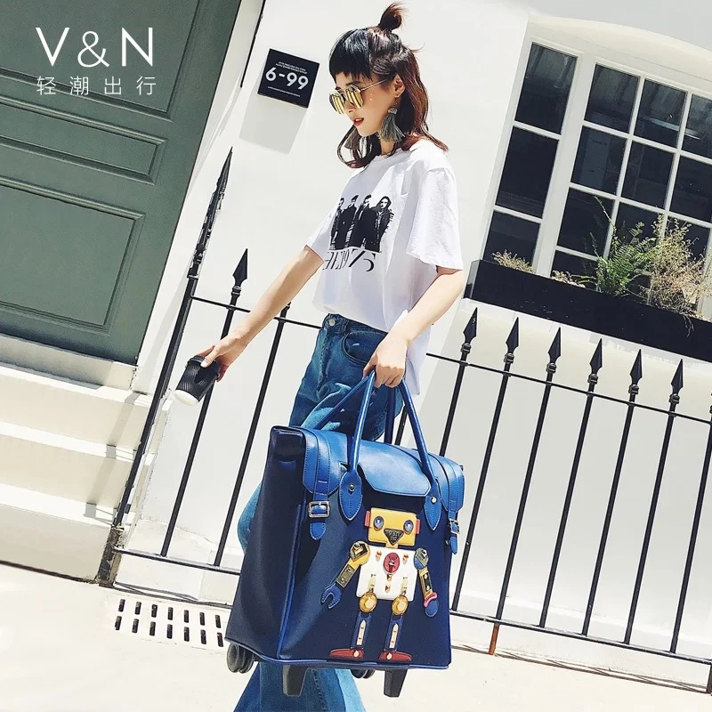 Woman 18 Inch Suitcase Hand Luggage Carry-on Trolley bag Travel Oxford Soft Shell 4 Wheels
