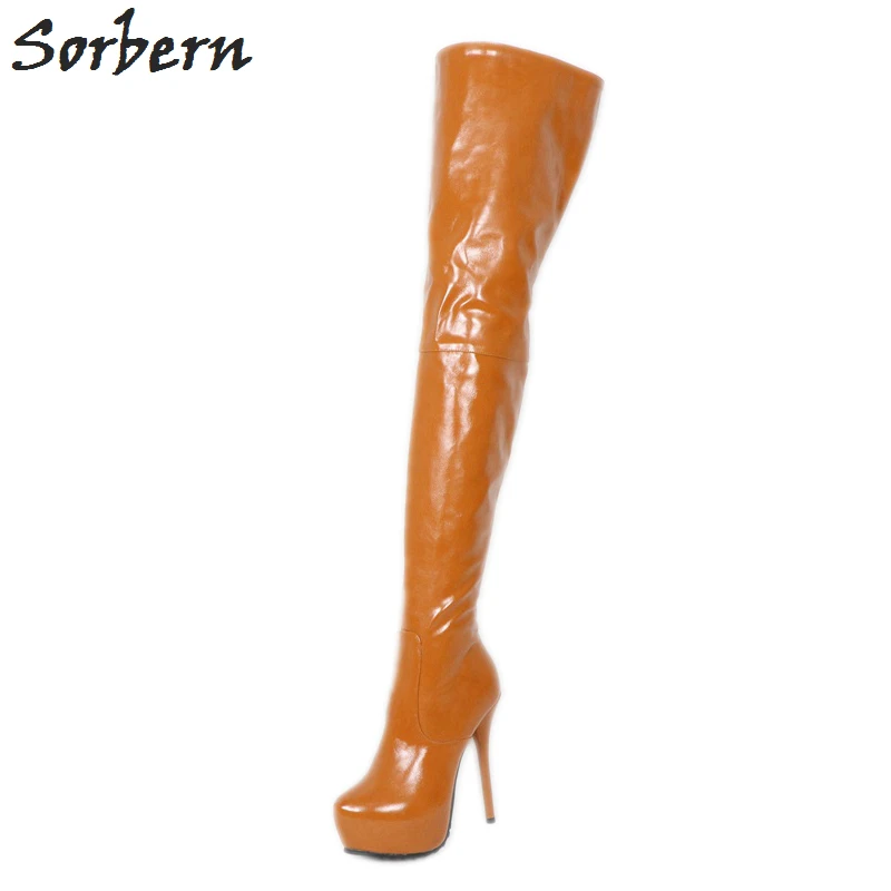 Sorbern Super Long Boots Women Crotch Thigh High 16Cm High Heels With