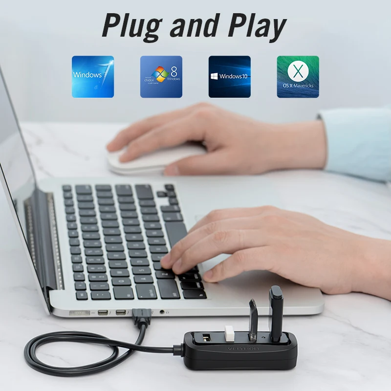 Vention usb хаб USB 2 0 концентратор 4 порта разветвитель со светодиодным адаптером для