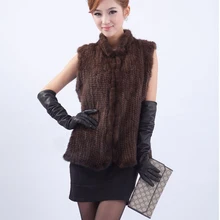 2016 New Fashion Genuine Mink Fur Vest/Waistcoat For Women Hot Sale natural Knitted Mink Fur jacket black brown Free shipping