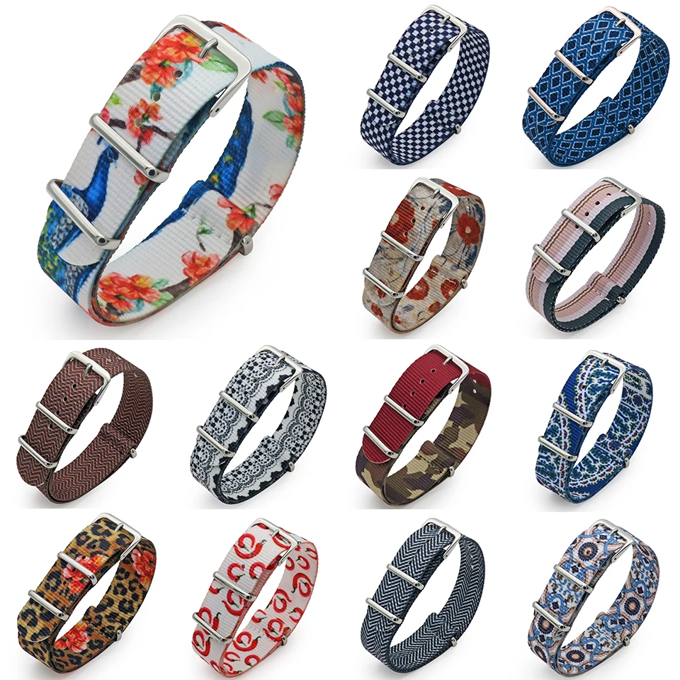 

5PCS/Lot New Arrival Nato Strap Nylon Fabric Watchband 18mm 20mm 22mm Replacement Watch Belt Bracelet