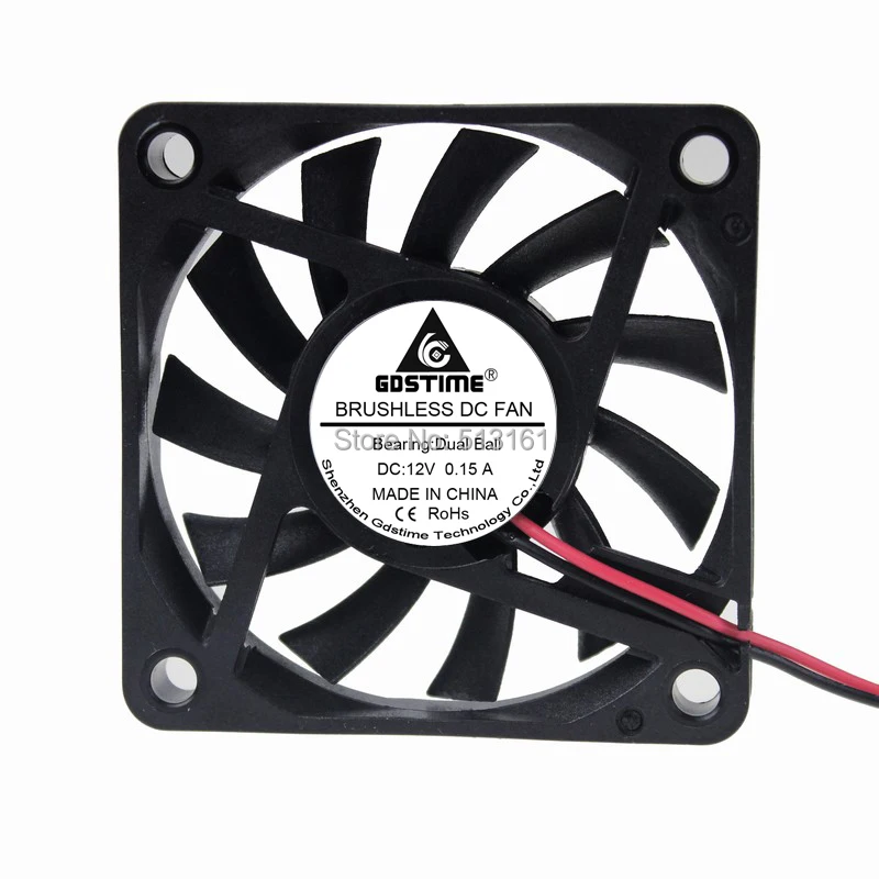 

2 Pcs Gdstime DC 12V 2 Pin 60x60x10mm 6CM 60mm PC Computer Ball Bearing Cooling Fan