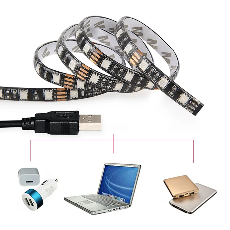 5 В USB светодиодная лента 5050 60 светодиодов/m 0.5 м 1 2 rgb подсветкой ТВ Задний план с 3