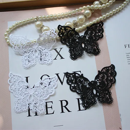 

size6.5*8.5cm(10pcs/lot) Guipure Butterfly Applique Embroidered Sew-On Lace Patch DIY Jewelry Clothing Wedding Decoration Lovely