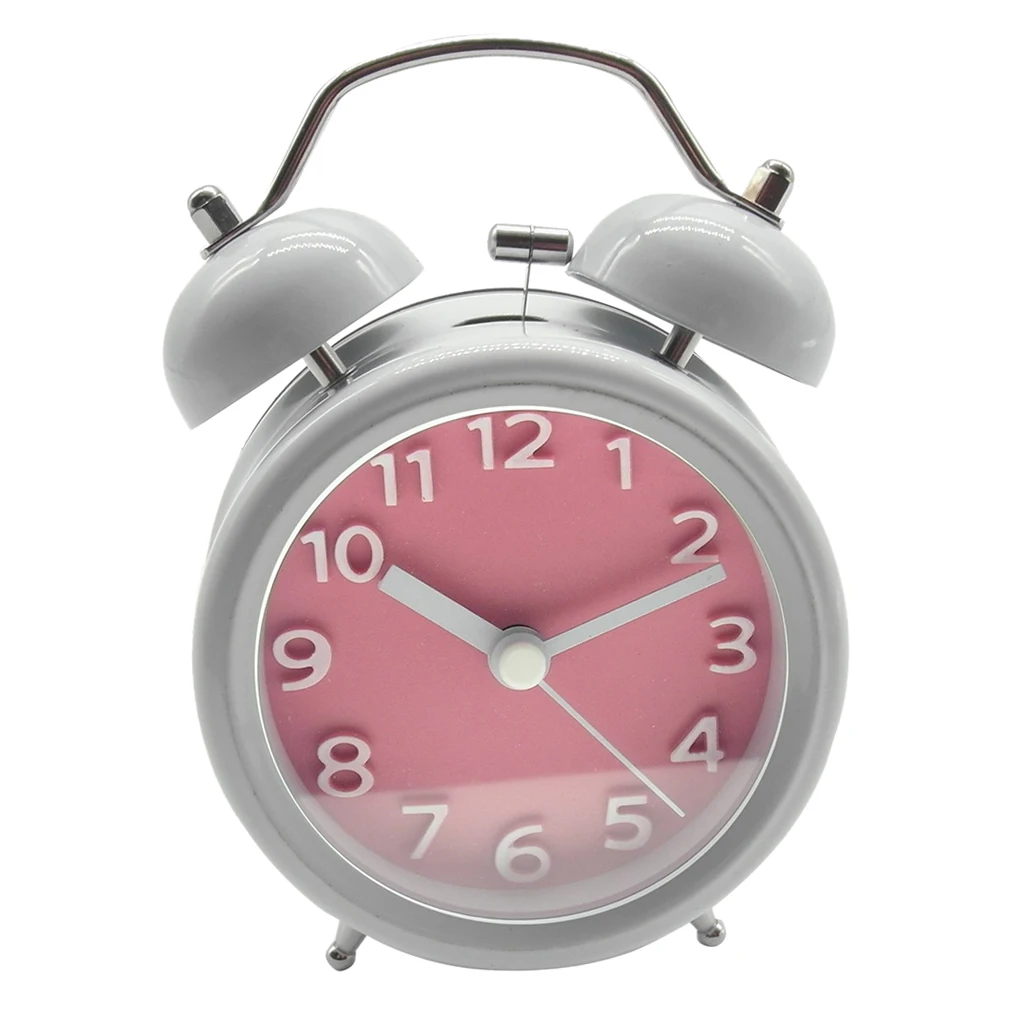 Classic Retro Twin Bell Silent Non-ticking Sweep Quartz Movement Loud Alarm Clock with Night Light for Bedroom Bedside Office