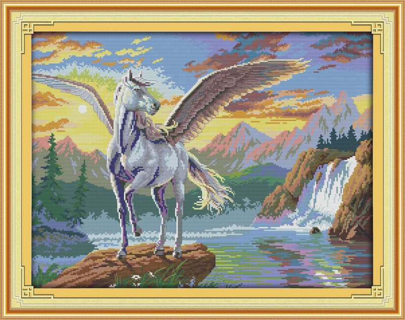 

Flying horse Counted Cross Stitch 11CT Printed 14CT Cross Stitch Set DIY Chinese Cotton Cross-stitch Kit Embroidery Needlework