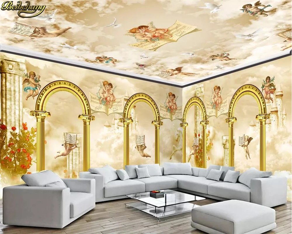 

beibehang Custom wallpaper aristocratic royal dream sky fairyland angel Roman column house wall papers home decor 3d wallpaper