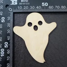 

50pcs Halloween Ghost Blank Unfinished Wood Shapes Holiday Scary Party Decoration Kids Cute Costume Candy