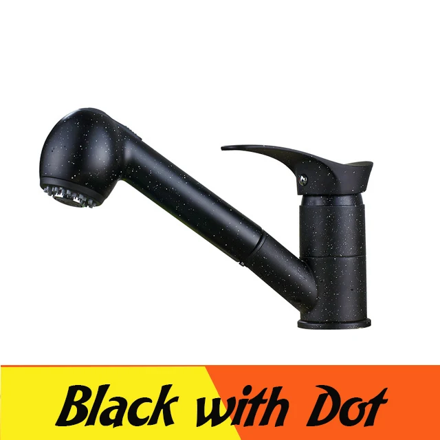 Black with Dot Выдвижной 360 поворотные Кухонные смесители выдвижной кухонный смеситель для раковины кран водосберегающий бежевый таз кран горячей и холодной воды torneira - Цвет: Black with Dot