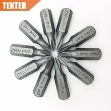 TEKTER 10 шт. хром-ванадиевая CR-V сталь#0 отвертка Philips bits 25 мм шестигранный хвостовик крутящий момент PH0 отвертка Набор инструментов