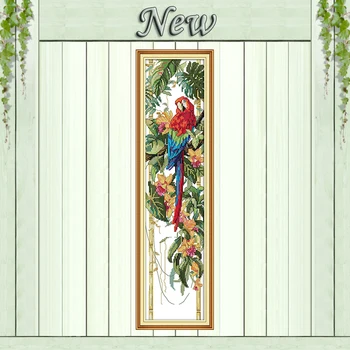 

This scarlet macaw flowers painting Counted Printed on canvas DMC 11CT 14CT Chinese Cross Stitch kits Needlework Sets embroidery