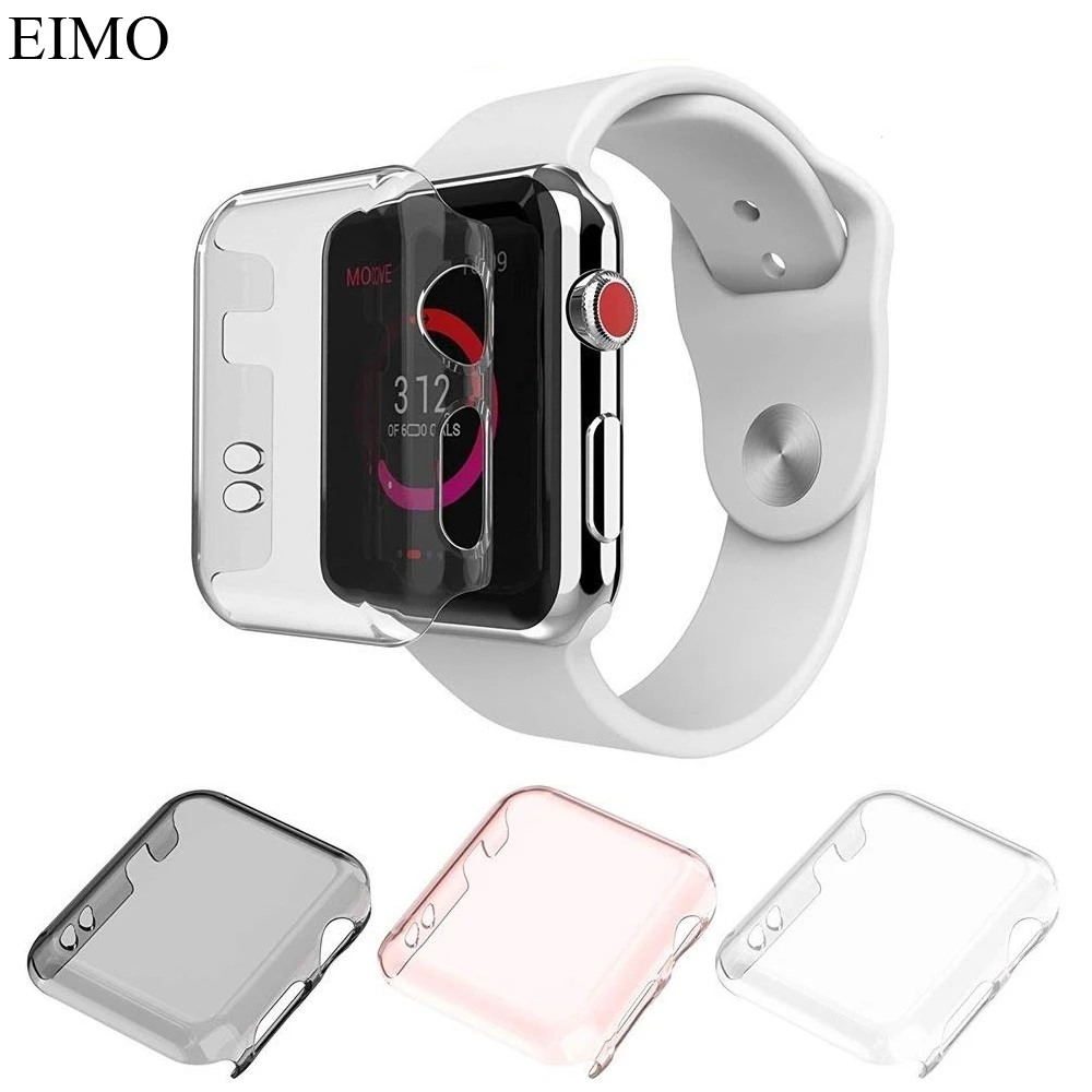 Силиконовый чехол для Apple Watch чехол, 42 мм, 38 мм, для iwatch, версия 3, 2, 1 предмет рамка прозрачный защитный экран Чехол Аксессуары для часов