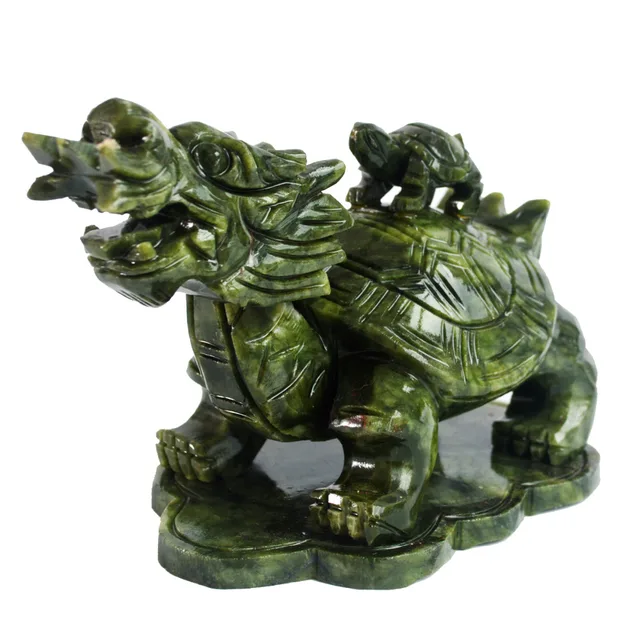 Feng Shui Green Jade Dragon Turtle For Wealth J2112 In Statues Feng Shui Green Jade Dragon Turtle For Wealth J2112