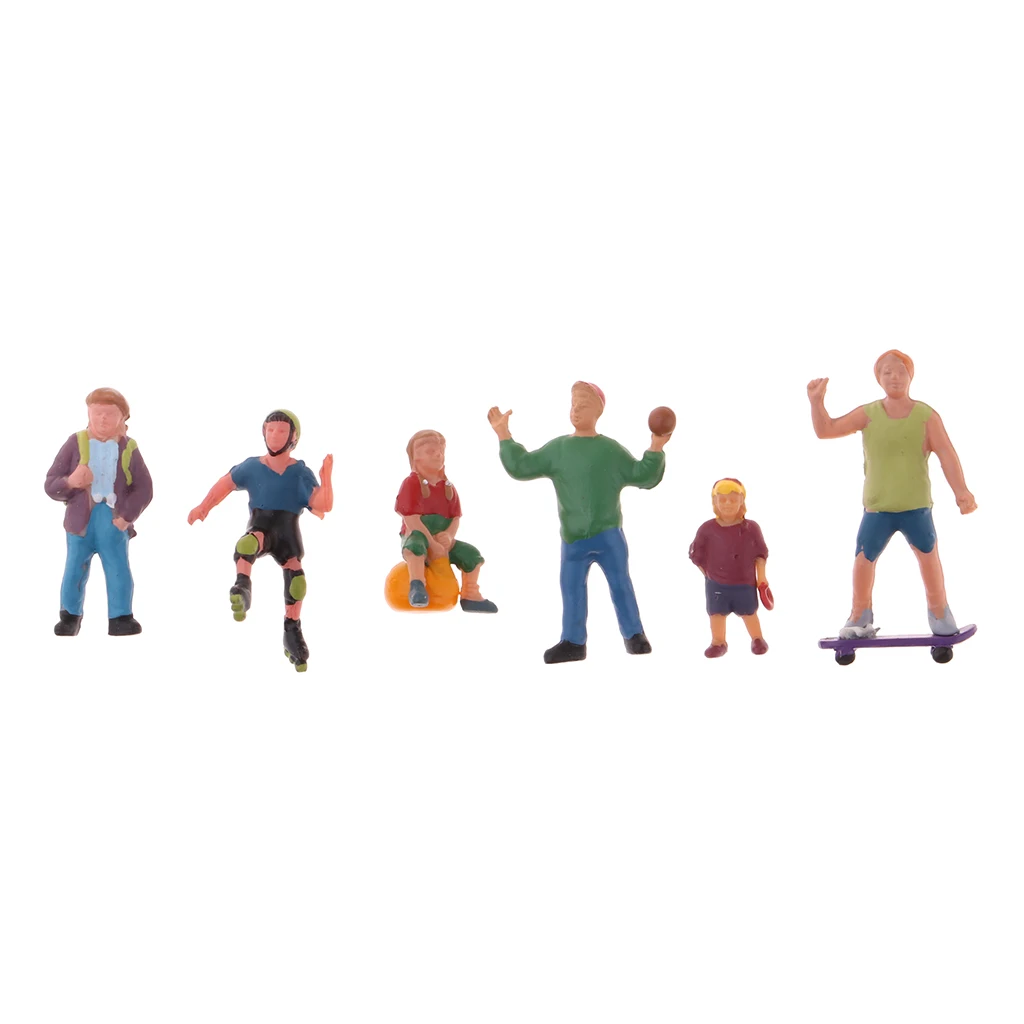 1/87 Painted Player People Figures Model HO OO Scale Layout for Sand Table Decoration