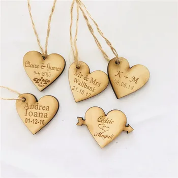 

100*Personalised Custom Wedding Wine Charm Gold / Silver Mirror / Clear / Wood Heart Label Tag Party Favors Gift Wedding Deco