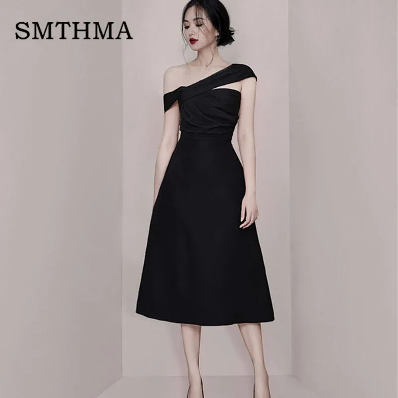 

SMTHMA 2019 New Sexy Off Shoulder Summer Dress Women's fashion elegant Black party dress
