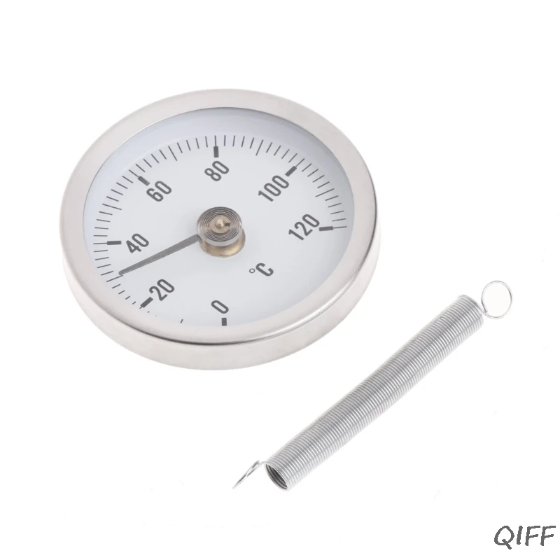 

Pipe Clip-On Dial Thermometer Temperature Bimetal Temp Gauge & Spring 63mm 120C Mar28