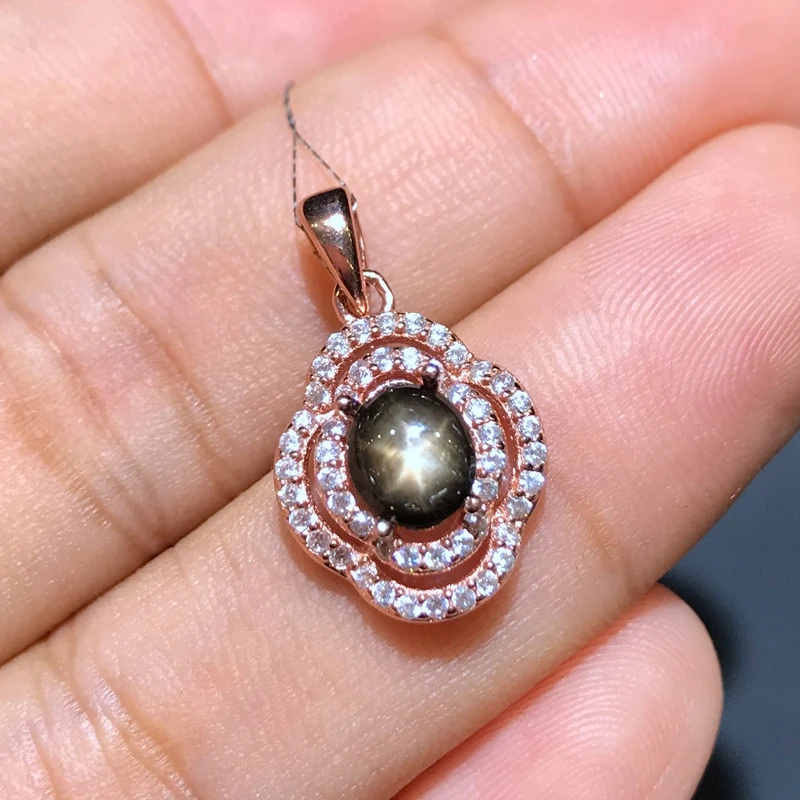 

Uloveido Women Natural Star Light Sapphire Stone Pendant Necklace 925 Sterling Silver Gemstone Fine Necklace for Women FN264