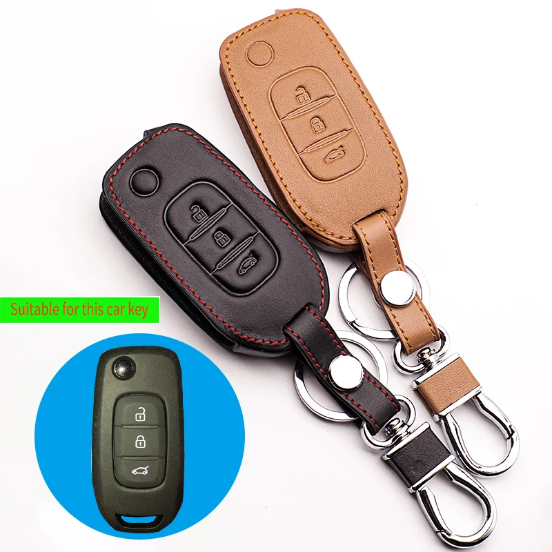Genuine Leather Car Key Cover Case Protector Sticker For Renault Kadjar High Quality 3 Buttons Flip Shell Starline a91 | Автомобили и
