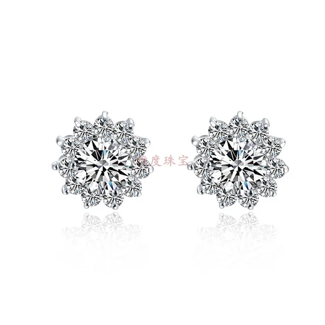 Sunflower 1Ct/Piece 925 Sterling Silver Jewelry Stud Earrings Synthetic ...