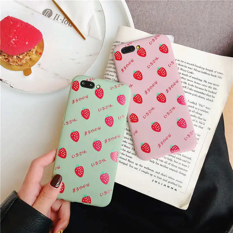 

Cute Strawberry Case For OPPO Reno A57 A59 F1S A73 F5 A75 A5 A3S F9 A7X A3 A7 R15X K1 A79 A83 R9 R9S R11 R11S Plus R17 Pro Cover